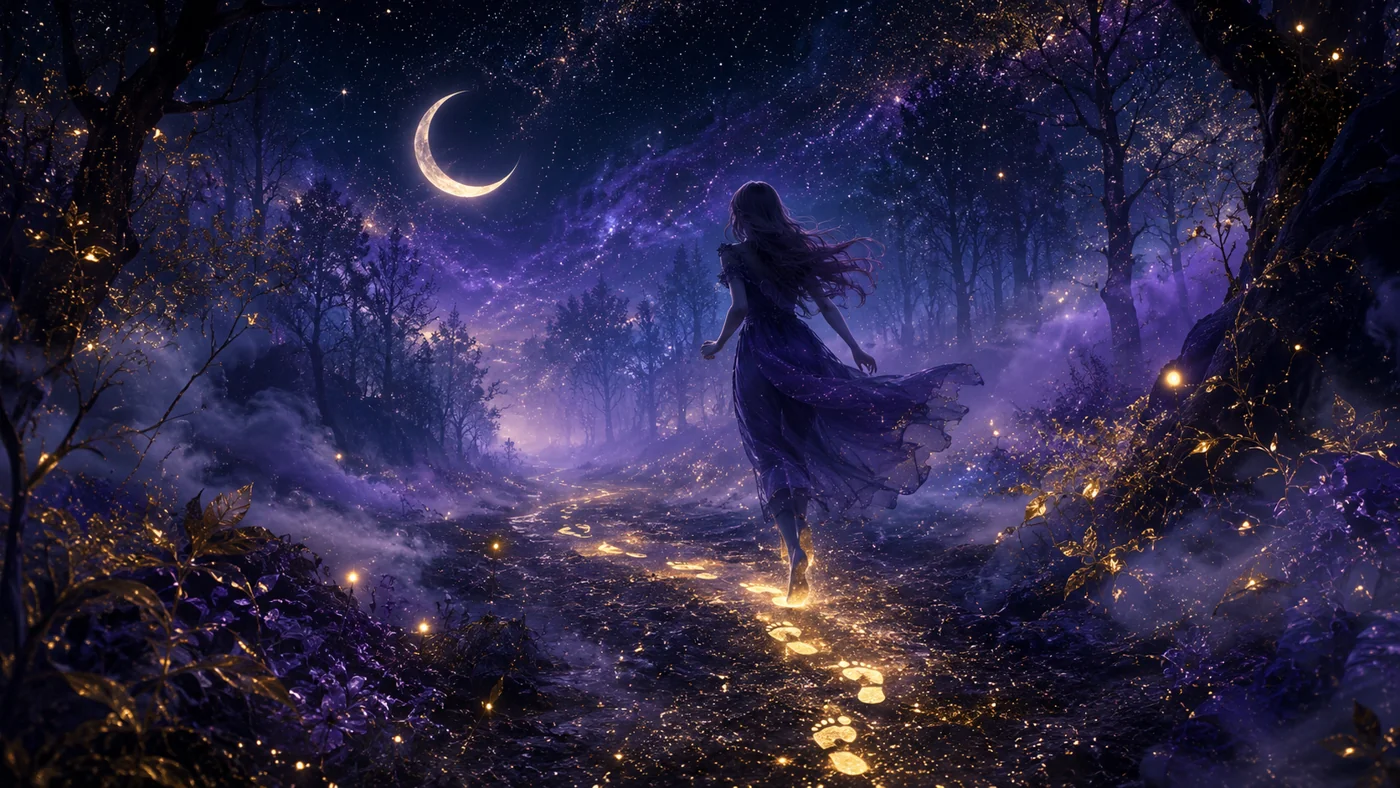 追いかけられる夢のイメージ 月夜の森を走る
